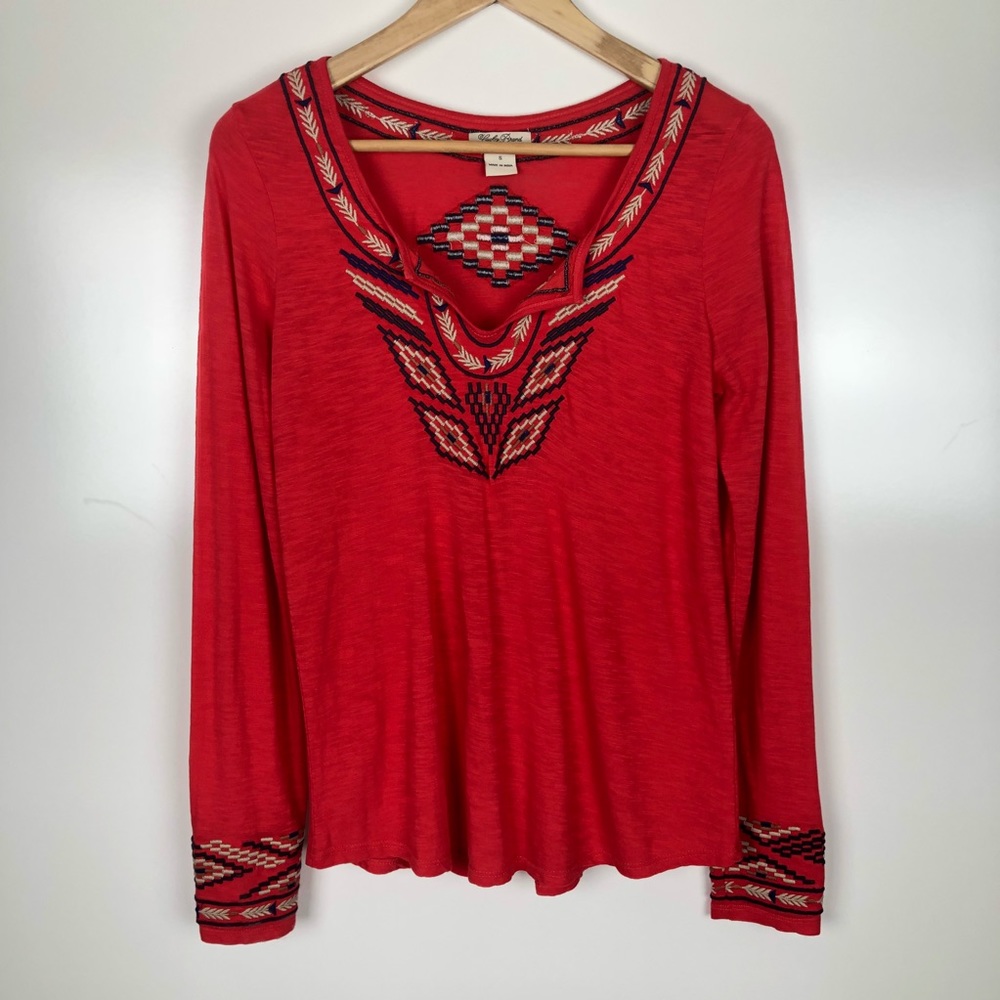 Lucky Brand long sleeve Aztec print tee. Size S